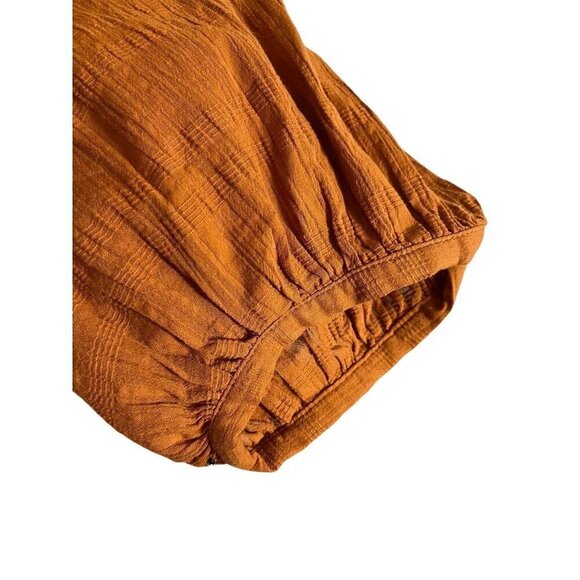 Retro Plaid Top 1x Orange Henley Fall Checks Boho Western Festive Holiday Chic - Picture 3 of 11